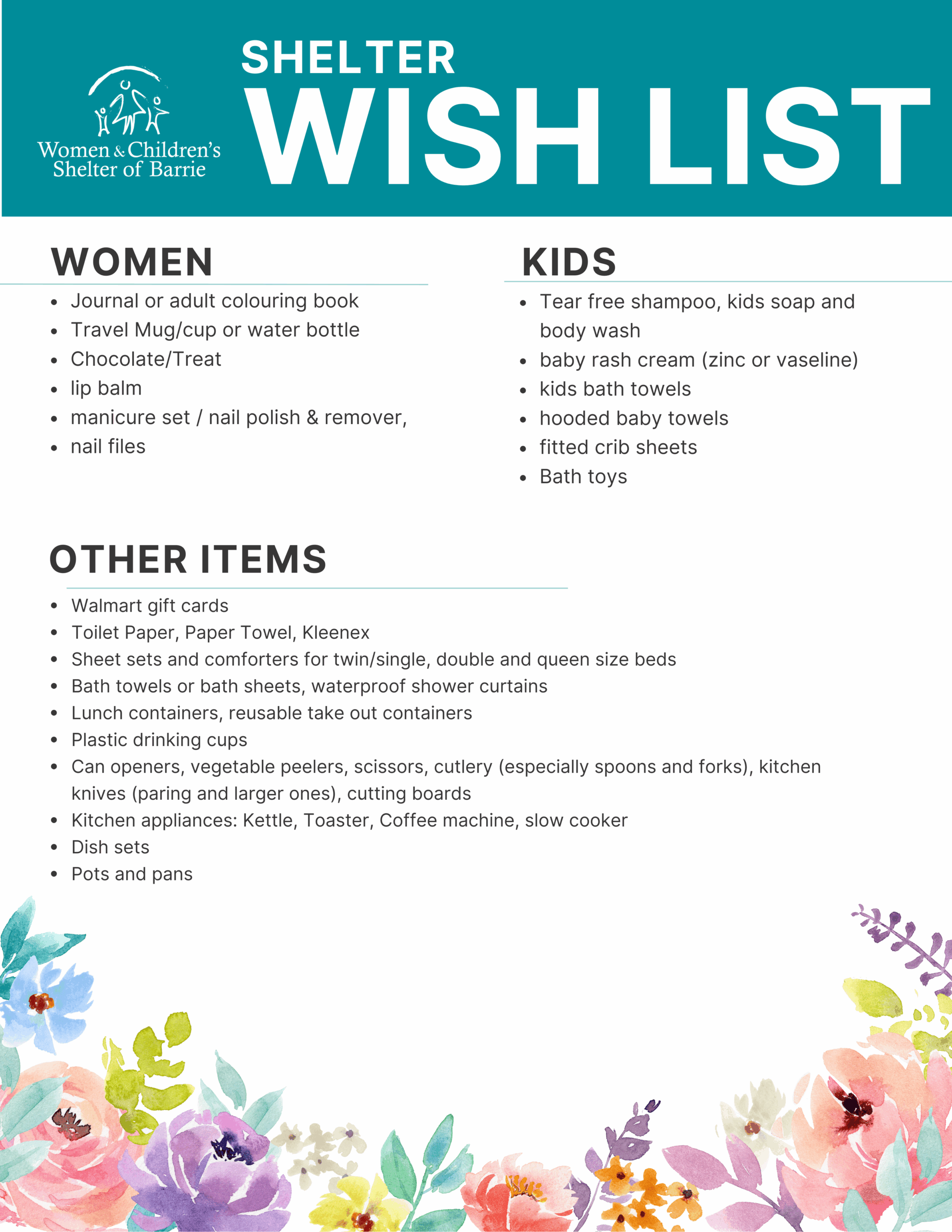 We support the Women & Children's Shelter