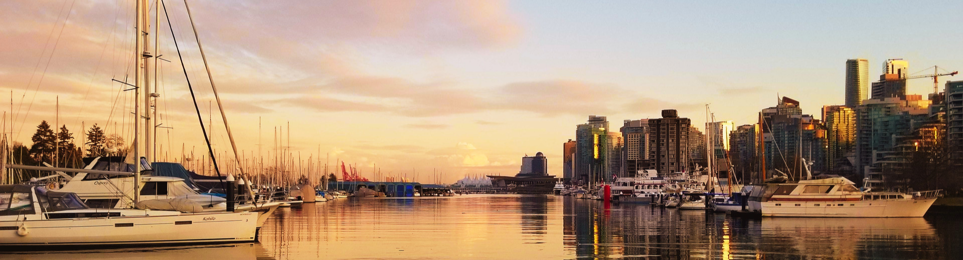 Vancouver Port and coast line with Vancouver City background