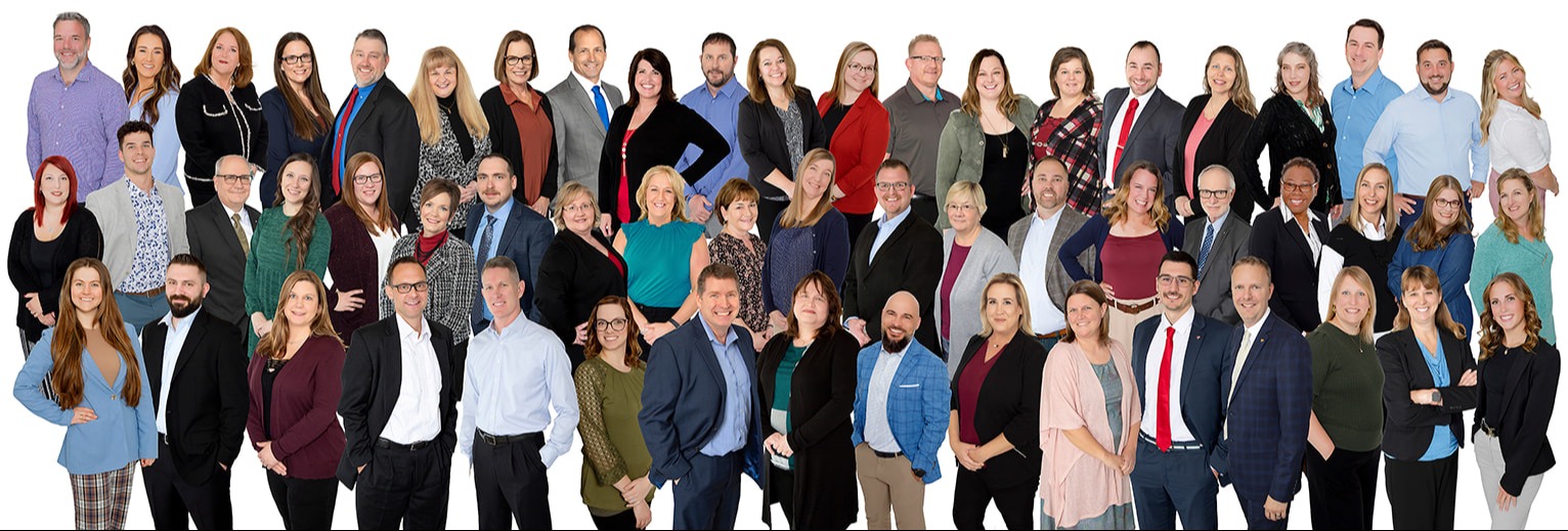 Apex Team Photo 3 rows of business professionals on white background