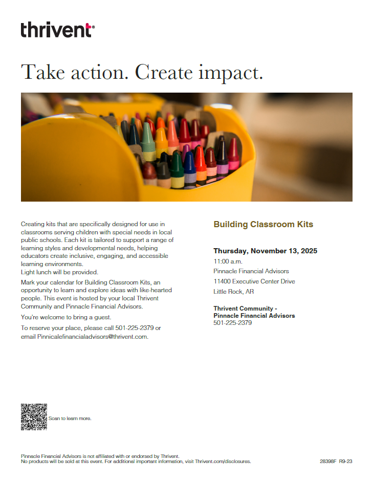 'Kits for Classrooms' Help assemble kits for classrooms that serve children with special needs in the local public schools.