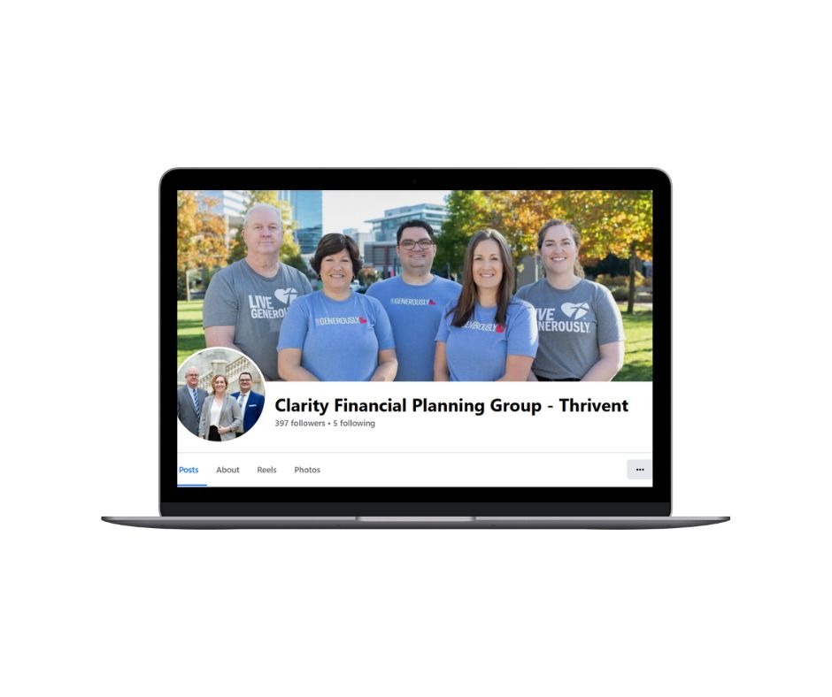 Clarity Financial Planning Group Facebook Page on a Laptop