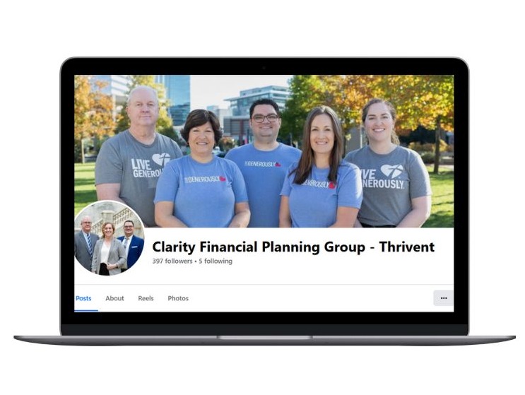 Clarity Financial Planning Group Facebook Page on a Laptop