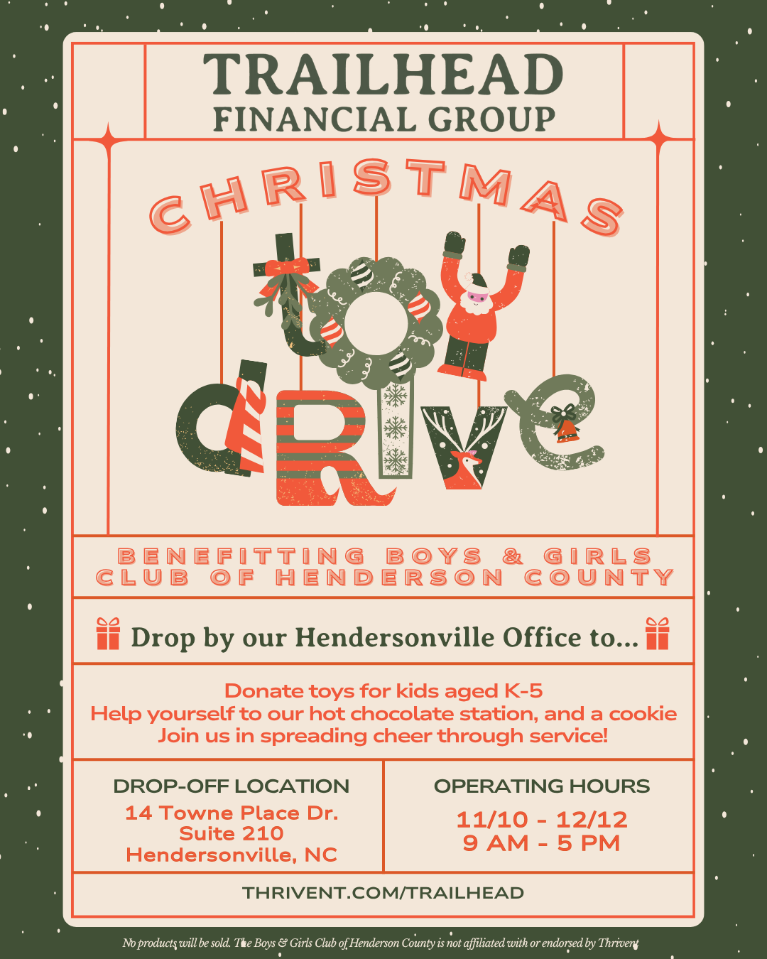 Stanta's Workshop - Toy Drive for Boys & Girls Club of Henderson County